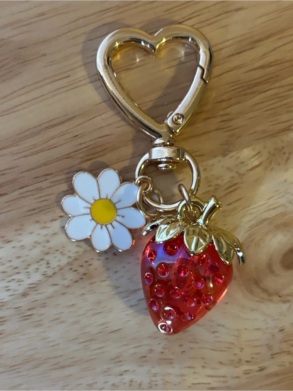 Woman’s Cute Strawberry & Daisy Keychain or Bagcharm